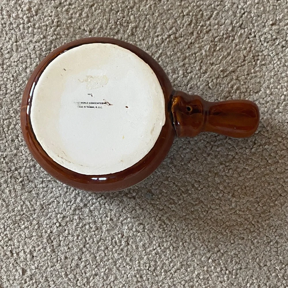 Brown Ceramic Soup Crock with Lid and Handle